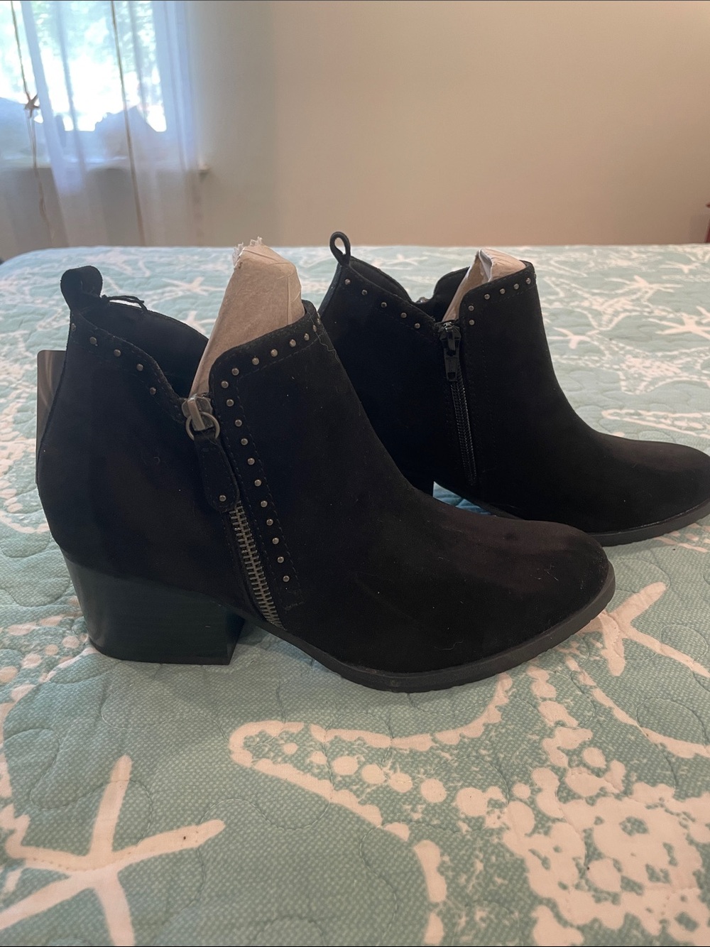 Sonoma Black Studded Suede Ankle Booties